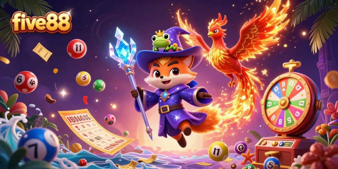 Engage with five88's dynamic gambling world featuring fantasy characters and vibrant game elements.