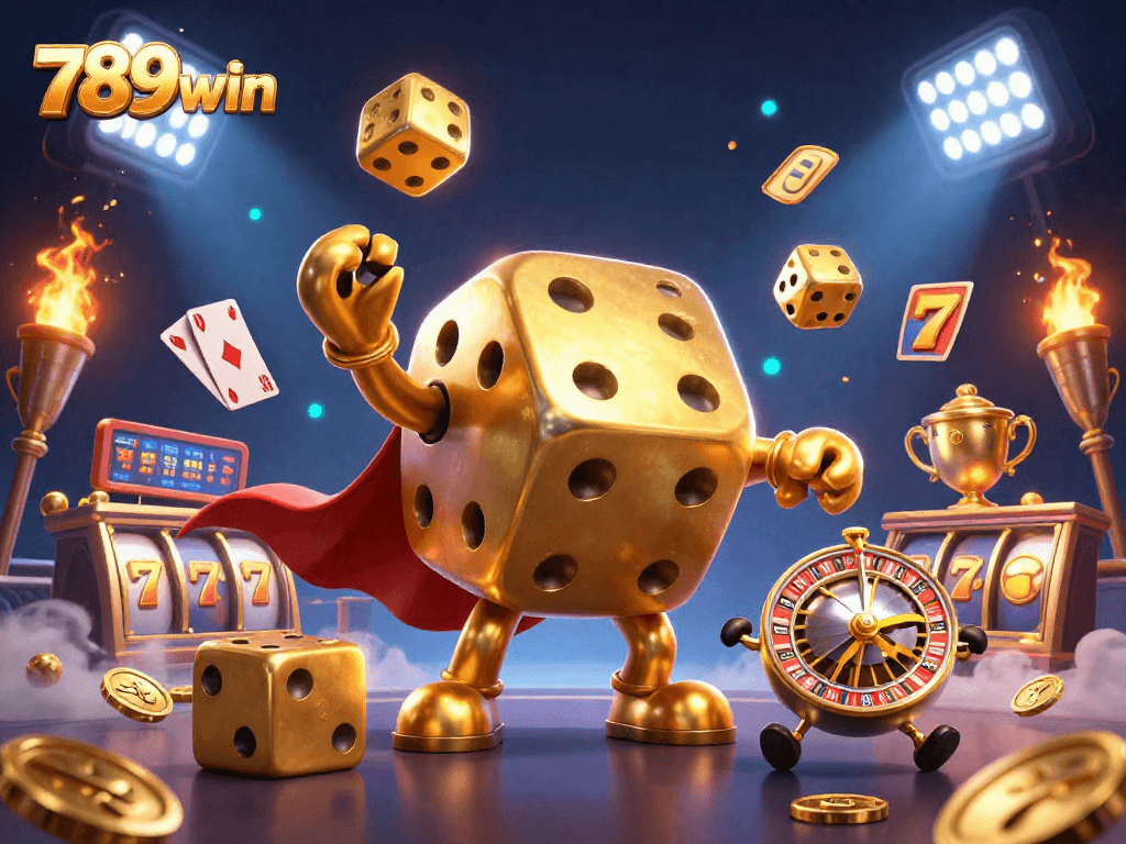 Play and win at 789win casino with vibrant 3D illustrated gaming scene featuring excitement and action.