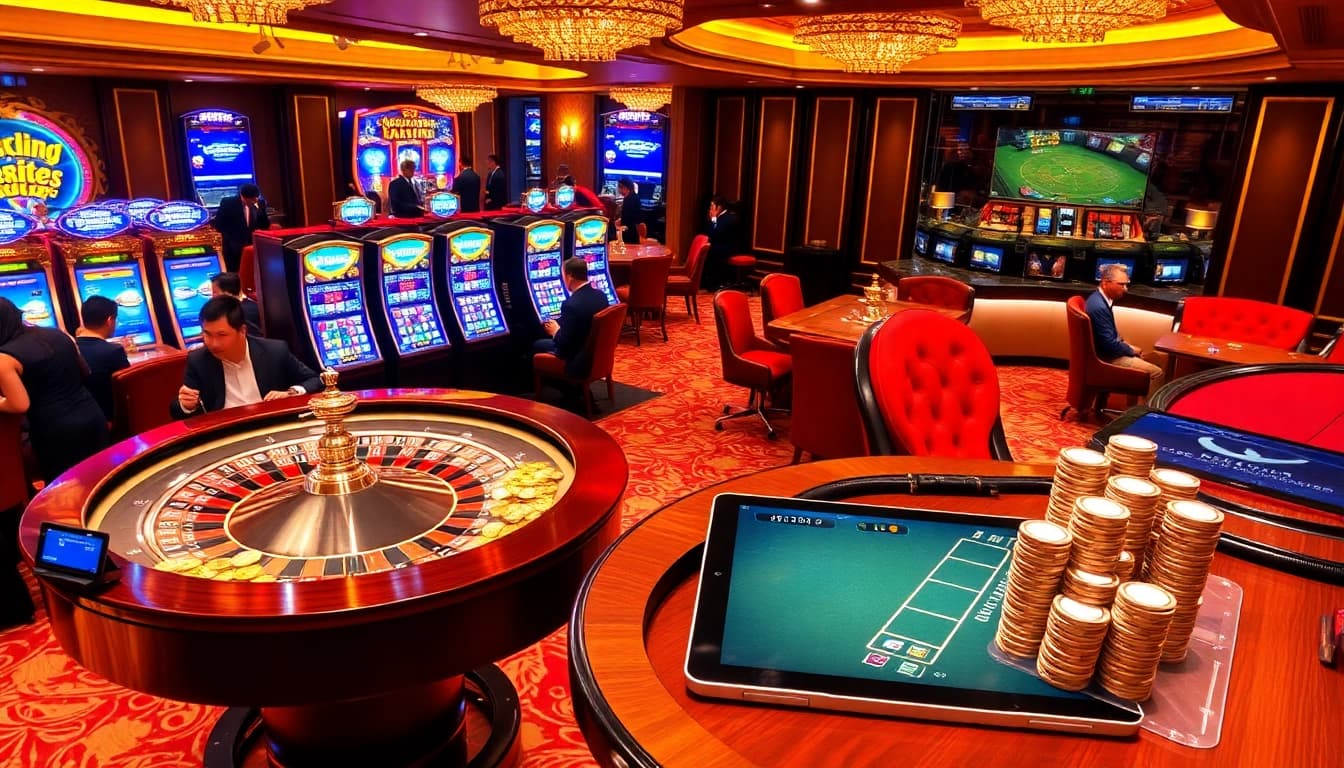 Exciting casino scene at XX88 featuring a roulette table and slot machines.
