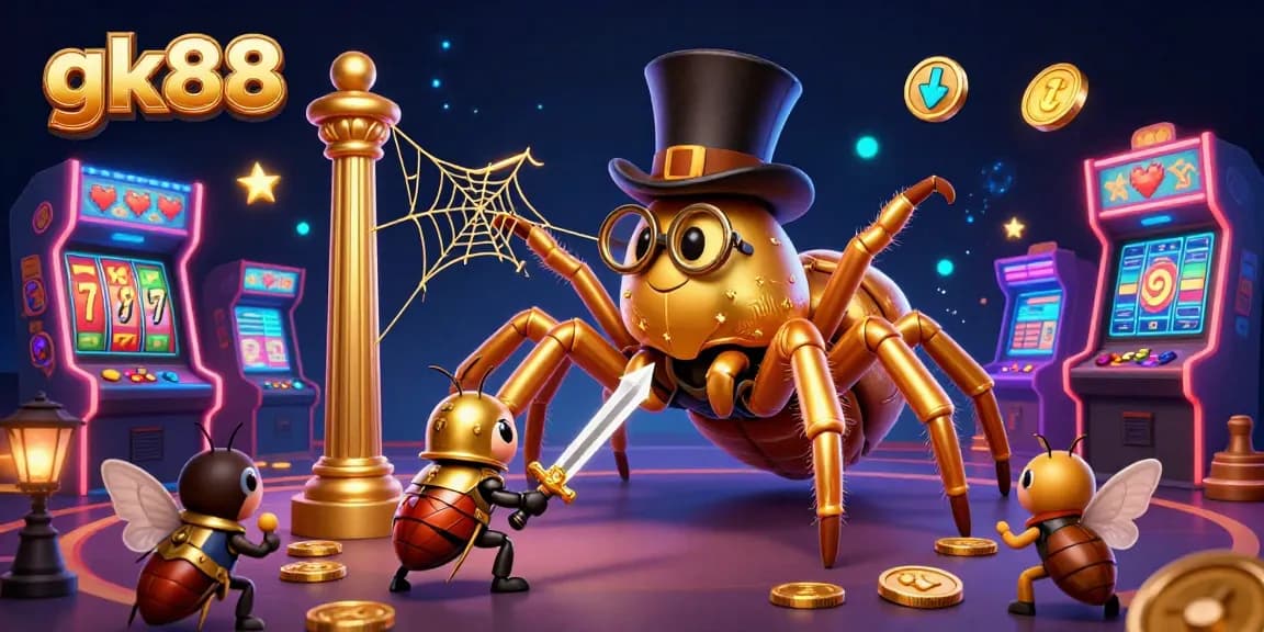 Khám phá không gian sôi động với gk88, nhện vàng khổng lồ và những máy game sôi động trong casino.