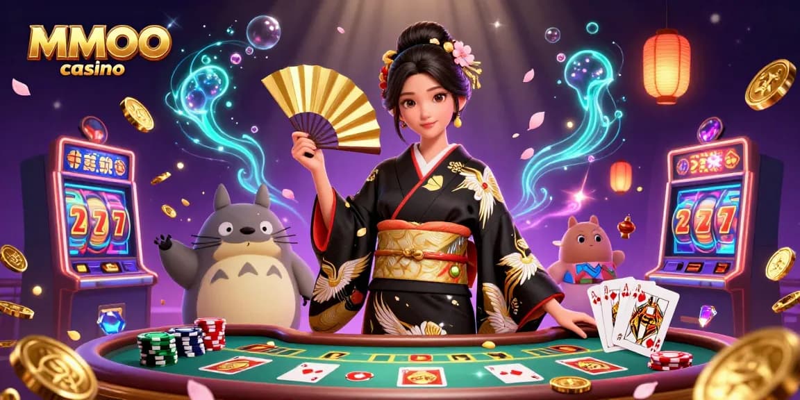 Experience the excitement at MMOO casino with stunning visuals of gaming elements and vibrant action.
