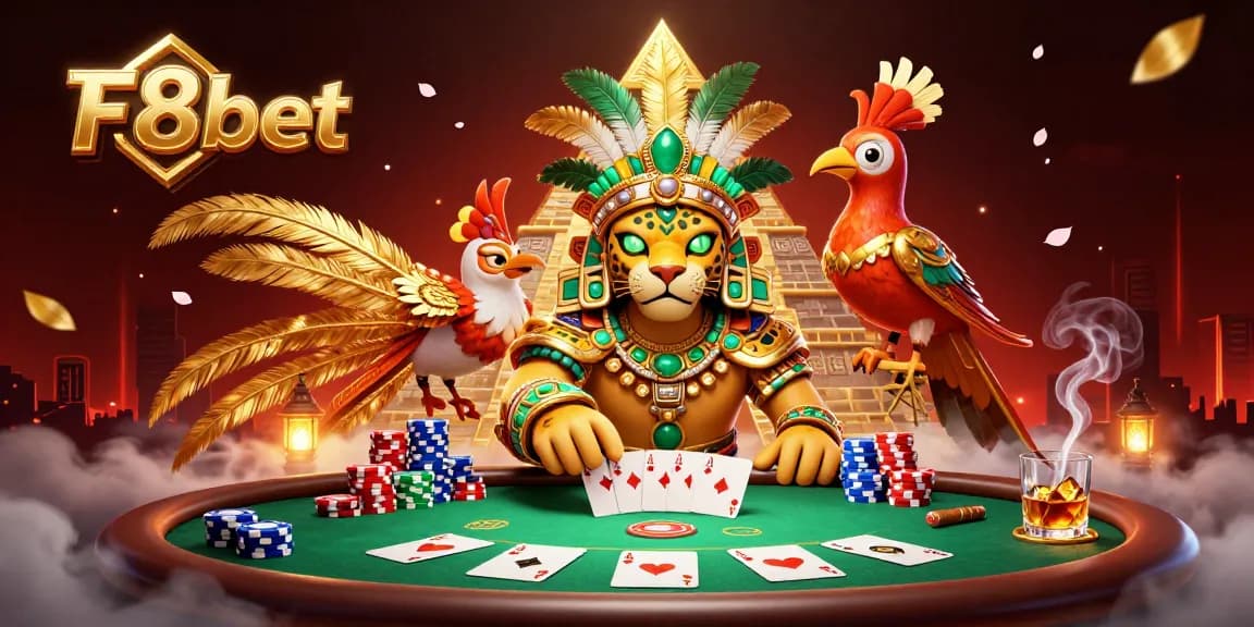 Play casino games with F8bet featuring vibrant characters and rich gambling elements.