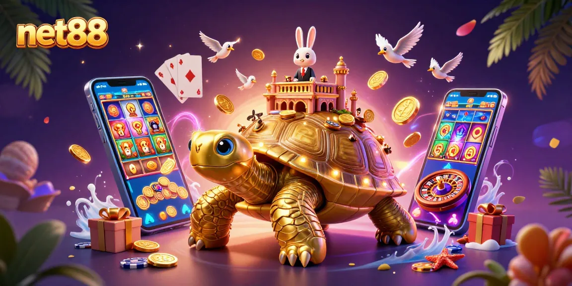 Play exciting games at net88 featuring a golden tortoise casino with dynamic elements.