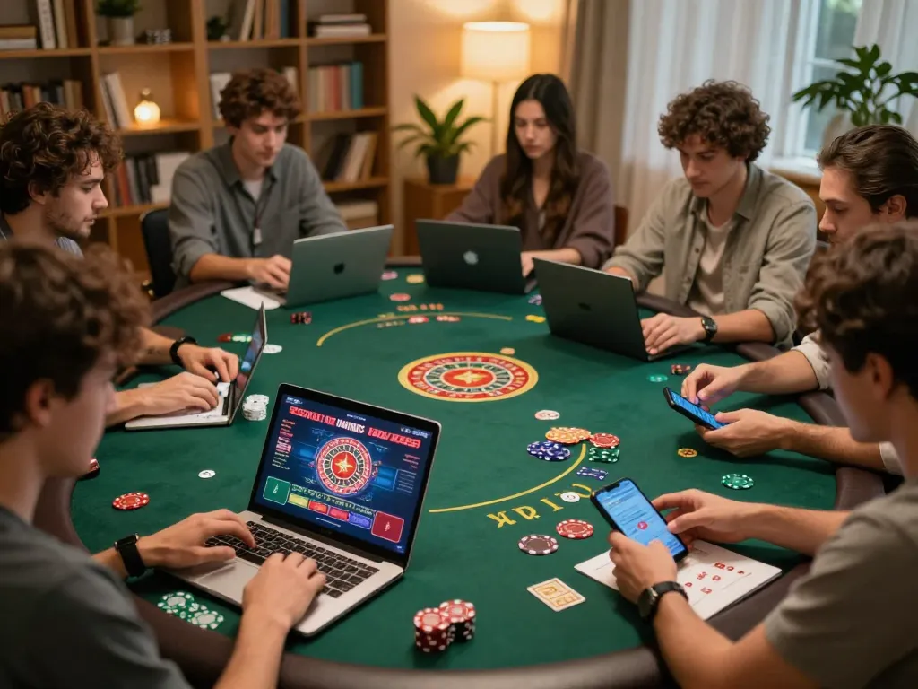 Players enjoying diverse games at Nhà Cái RR88 online casino, showcasing excitement and strategy.