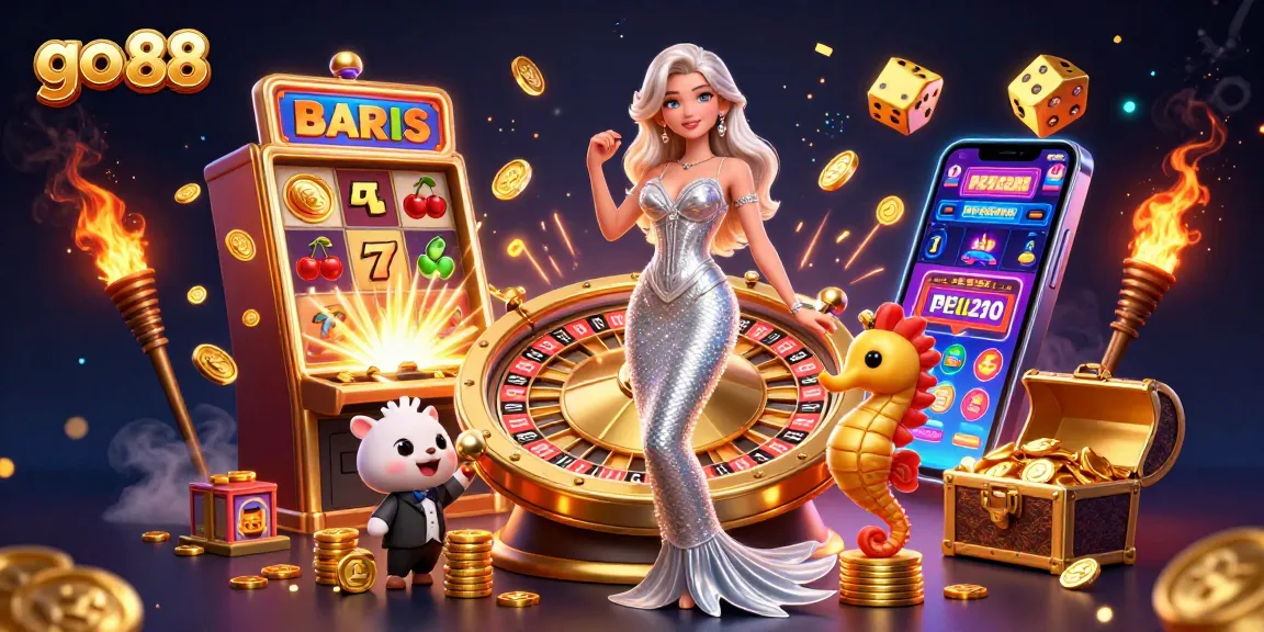 Win big at go 88 with a captivating 3D illustration of casino excitement and rewards.