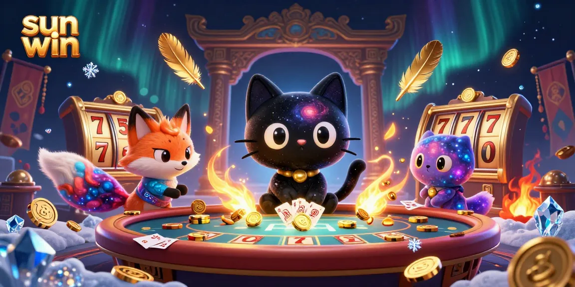 Engage in winning at sun win with vibrant cosmic casino elements and characters.