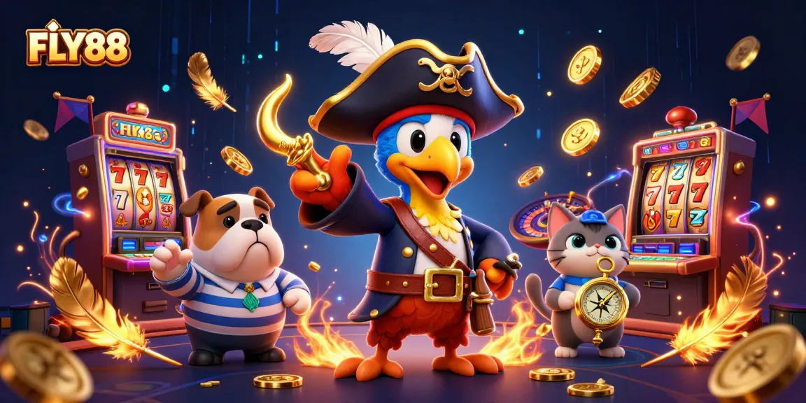 Win big with FLY88 as the colorful characters navigate a vibrant 3D casino adventure.