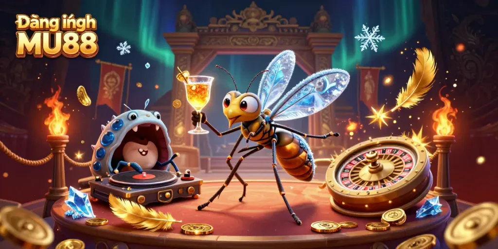 Experience Đăng nhập MU88 with a lively casino scene featuring unique characters and vibrant elements.