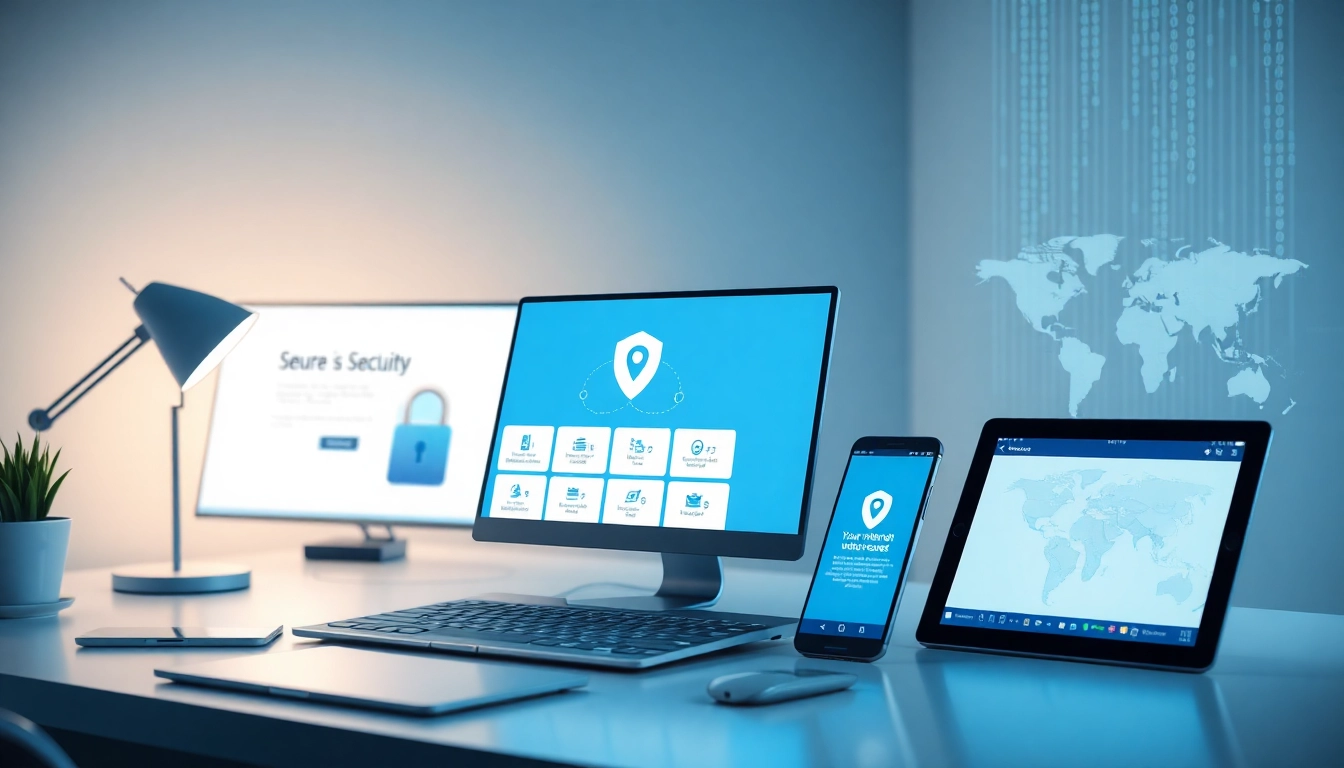 快连下载 interface displayed on multiple devices showcasing secure internet access and privacy features.