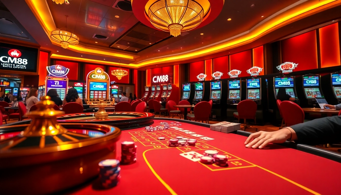 Experience the thrill of CM88 at a bustling casino table with poker strategies.