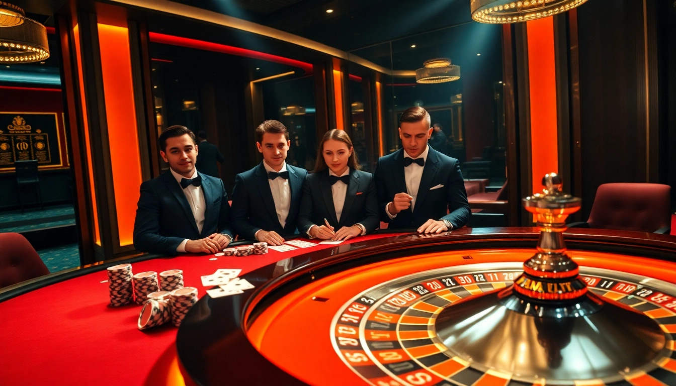Professional gamblers enjoying a thrilling roulette game at GG88 casino.
